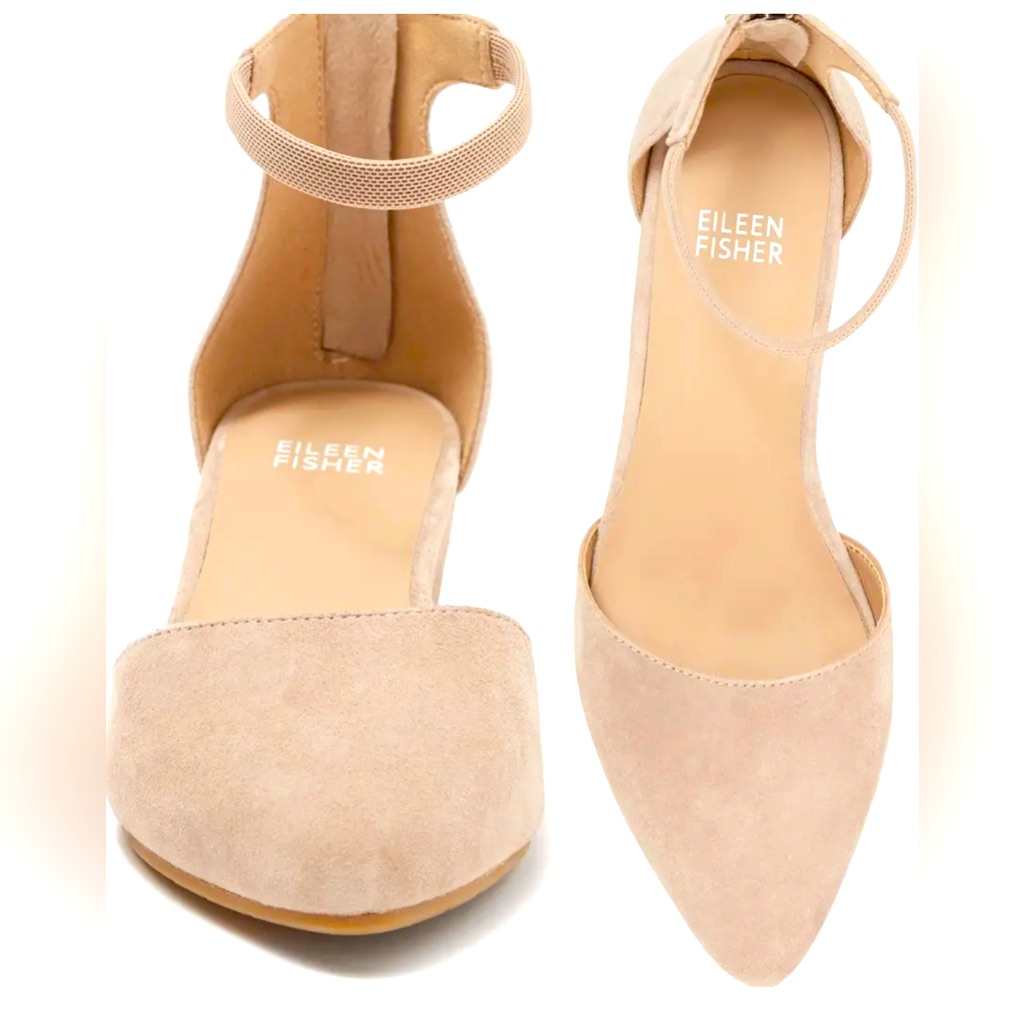 Eileen Fisher Veery Suede Pump With Zipper On Back | Tan | Cream |